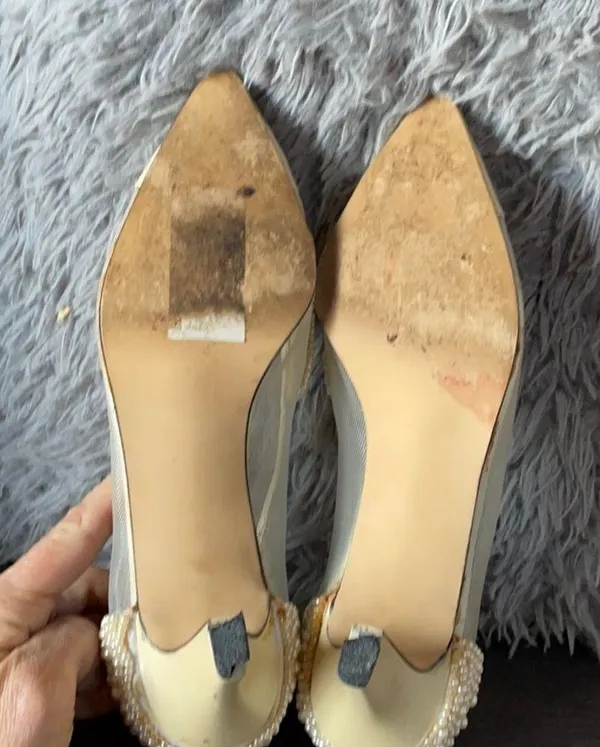 J. RENÉE Faux Pearl & Net Cream Color Heels 5.5 - Image 16