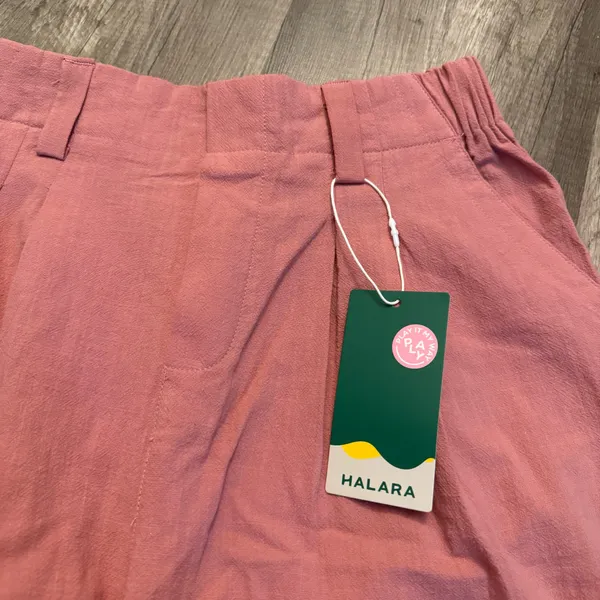 Halara Pink Linen Blend Wide Leg Pants XS Pull On Casual NWT - Image 3