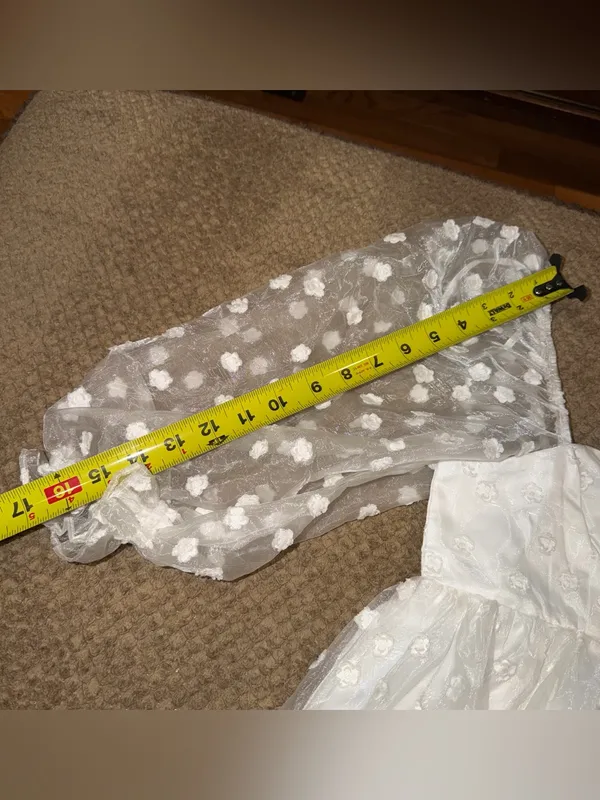 Lulu's White Puff Sleeve with Organza Floral Babydoll Mini Dress - Image 7