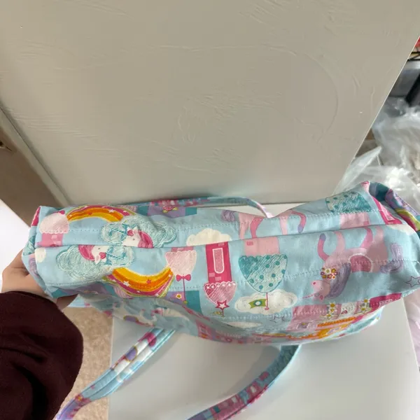 Handmade Quilted‎ Tote Bag Castles Unicorns Fantasy Pink Purple Blue Large Purse - Image 7