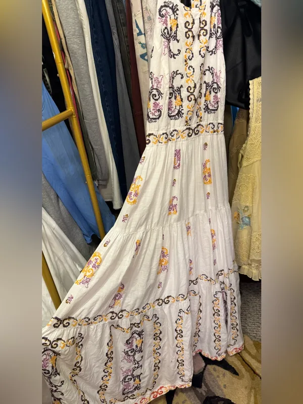 Anthropologie Medallion Halter Maxi Dress - ivory multi combo - 8 - $298 MSRP - Image 8