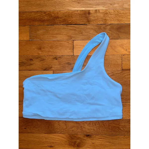 Alo Yoga Pixie Bra One‎ Shoulder Light Blue Skies Asymmetrical Sports Bra Size L - Image 2