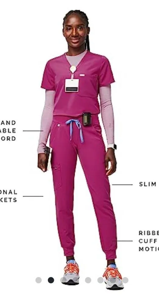 NWT FIGS Zamora™ Jogger Scrub Pants 2.0 (Raspberry) XXS PETITE - Image 2