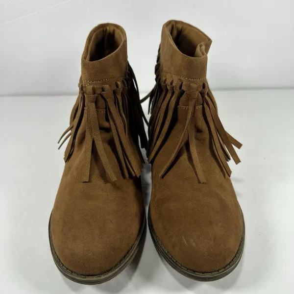 American Eagle Brown Suede Fringe Ankle Boots Booties - Women’s Size 9 - Image 3