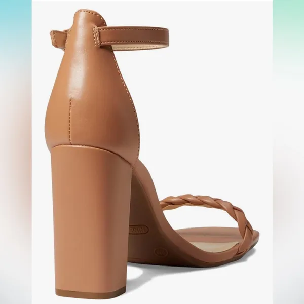 Nine West Allha 3 Braided Strap Chunky Heels in Macaroon Tan 6.5 - Image 4