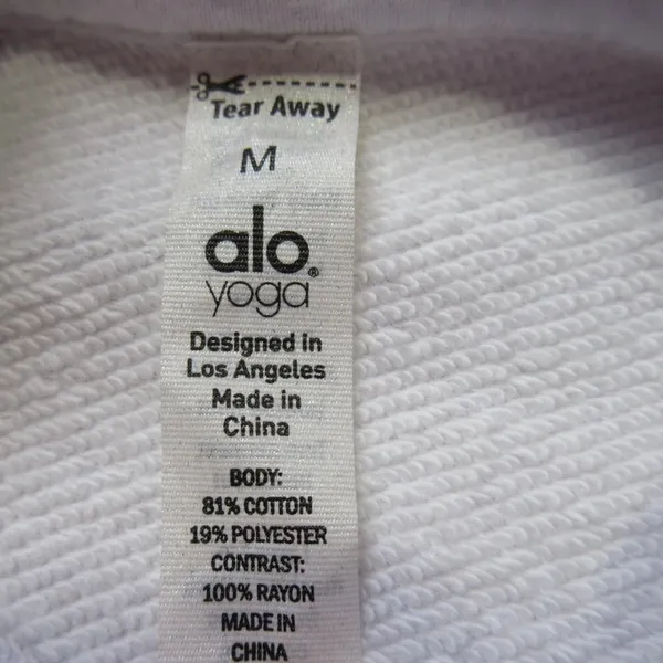 NWT Alo Yoga Box Crop Hoodie Sweatshirt in White Beaded Sleeve M - Image 6