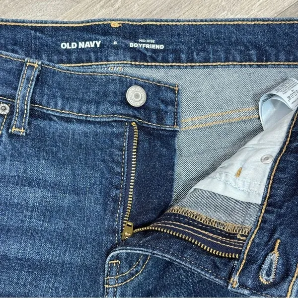 Old Navy Jeans Women Size 6 Blue Mid Rise Boyfriend Cuffed Hem‎ Crop Distressed - Image 10