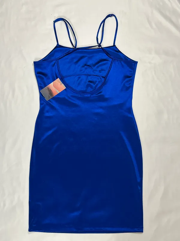 haley & june NWT Midnight ScoopBack Bodycon Mini Dress - Metallic Royal Blue - M - Image 10