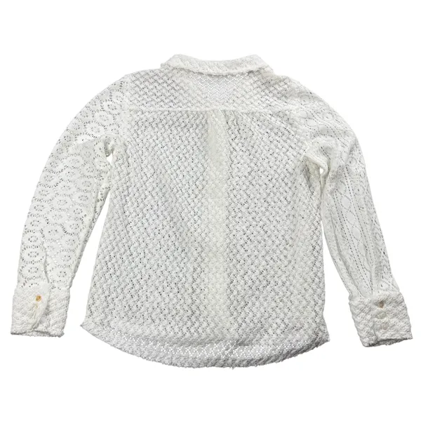 Stella+Ginger‎ Lace Crochet Pointelle Shirt Women XL Cottagecore White Button - Image 5