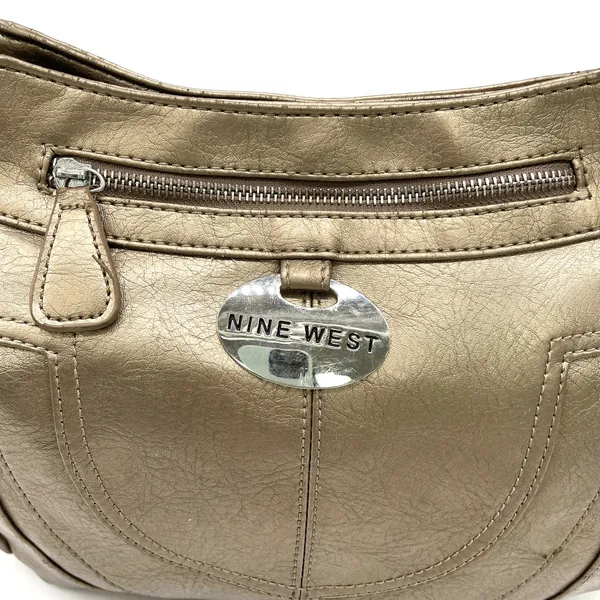 Nine West‎ Shoulder Bag Handbag Bronze Gold Metallic Faux Leather Glam Classic - Image 8