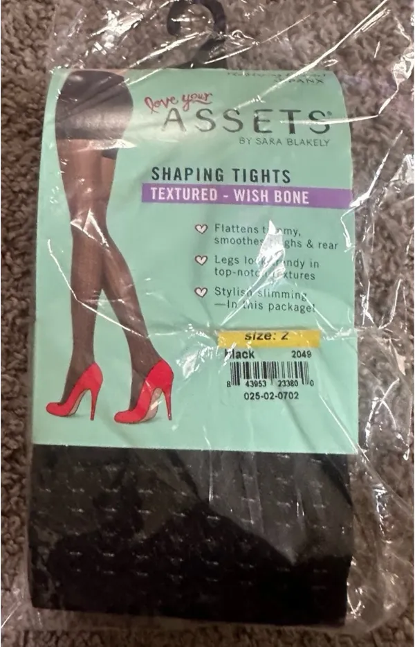 Assets Spanx Shaping Wish Bone Textured Shaping Tights by Sara Blakely In Black - Image 3