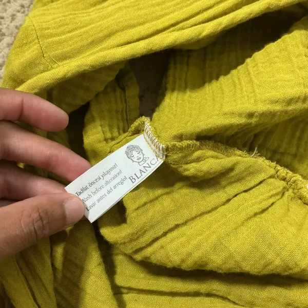 BLANCA Boho Gauze Maxi Dress Women OS Yellow V-Neck Smocked Waist Cotton Summer - Image 6