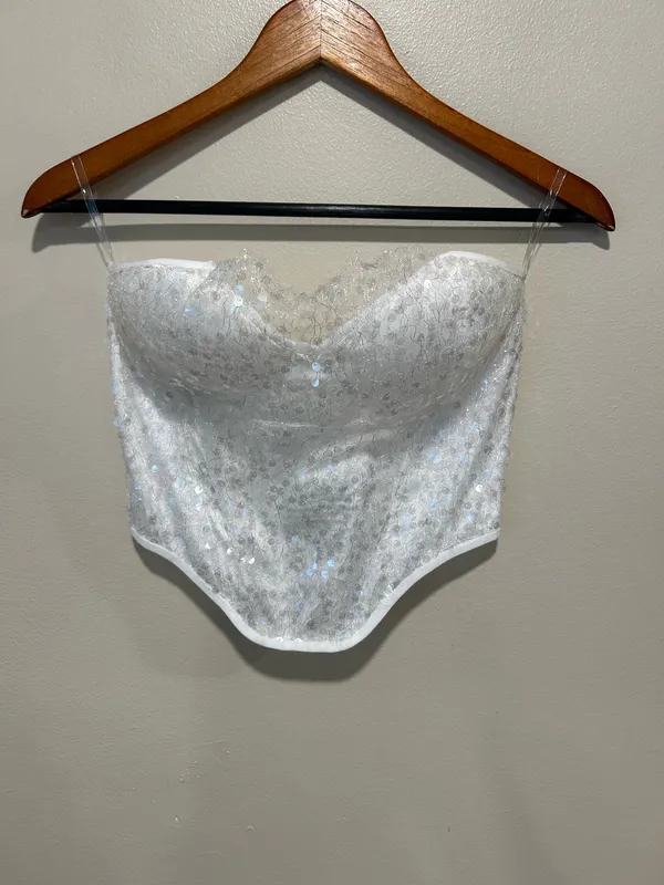 White sequin corset top Size L - Image 4