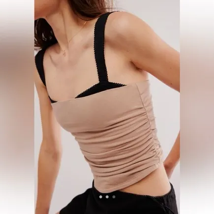 NWT FREE PEOPLE brown Combo 2 Tone Tank. Size Medium - Image 5