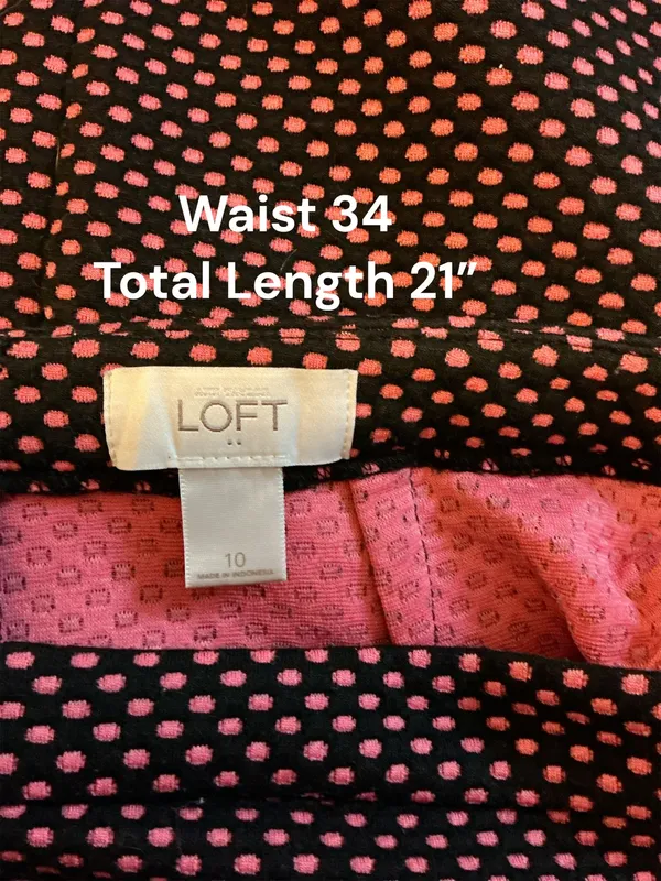 LOFT Pink & Black Polka Dot Mini Pencil Skirt - Size 10 - Image 3