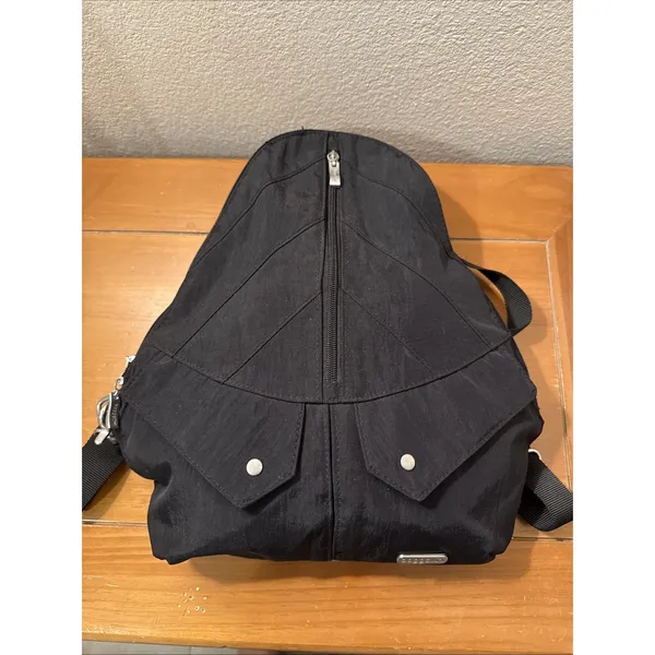 Baggallini Traverse Convertible Sling Bag Backpack Black Nylon Teardrop Shape - Image 3