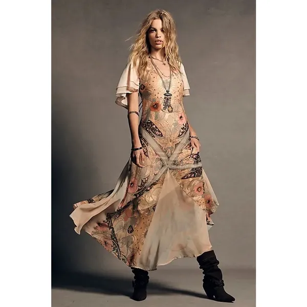 Free People Bohemian Witchy Celestial Nights Maxi Dress in Fairy Combo Medium - Image 3