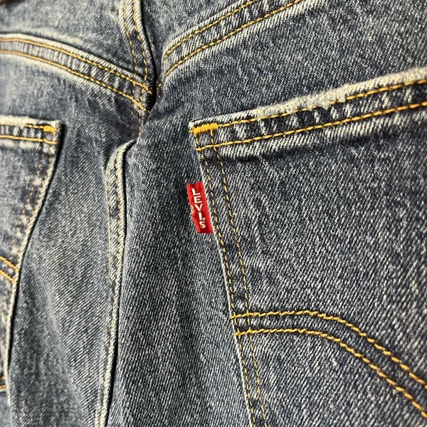 Levi’s 70’s High Flare Manufactured Distressed blue denim jeans size 27 - Image 6