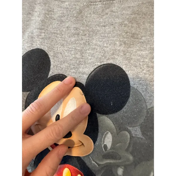 RARE Vintage Disney Store Big Print Mickey Mouse Crewneck Gray Xtra Large - Image 3