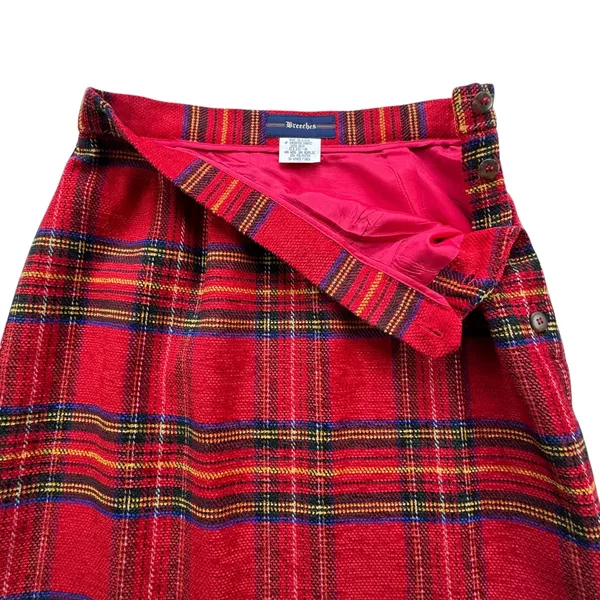 VTG Breeches Red Tartan Plaid Skirt‎ Suit Set Womens 8 Wool Blend Blazer Skirt - Image 9