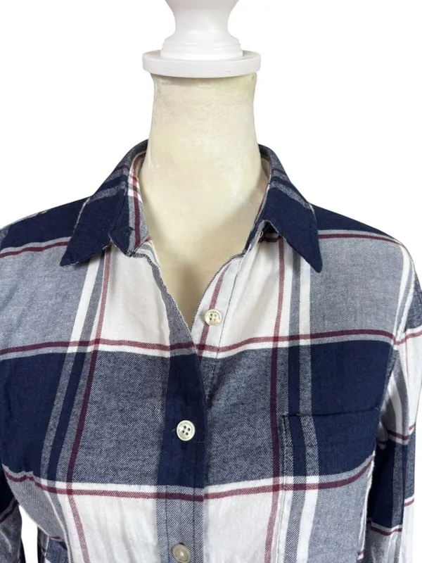 Weatherproof Vintage stretch blue and white long sleeve collared button down shirt S - Image 5