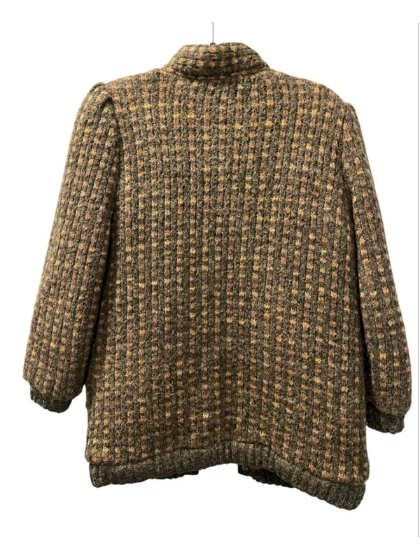 Vtg 80s Outer-Scene Quilted Knit Parka Jacket GrandmaCore Earthy Oversized Large - Image 2