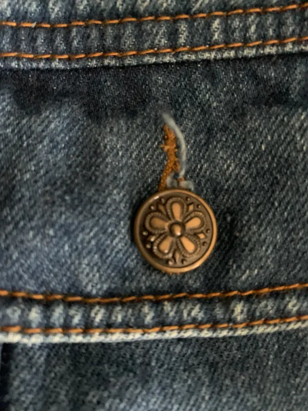 Denim Embroidered Jean Vest Blue Size L - Image 6