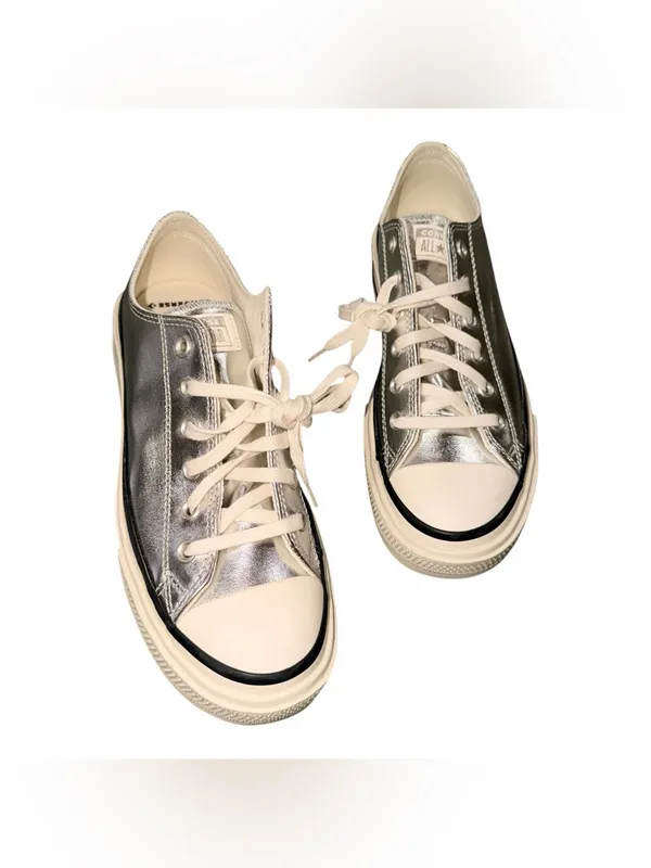 NEW CONVERSE  Chuck Taylor All Star Lift Double Stack Platform Metallic Sneaker - Image 9
