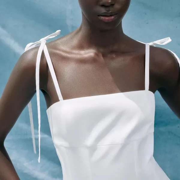 Zara white fitted tie top - Image 2