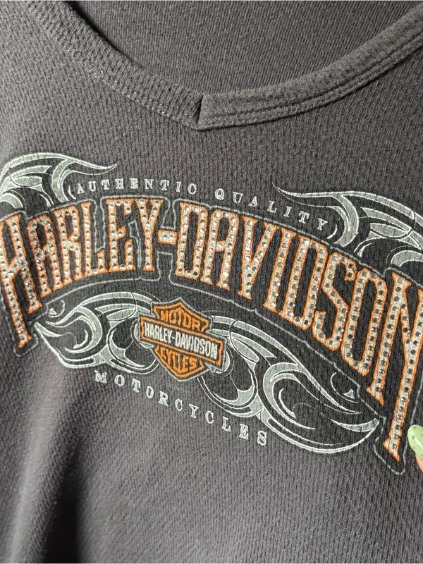 Harley-Davidson Hooded Long Sleeve with Rhinestone Logo - Image 2