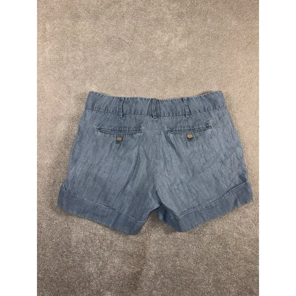 club monaco chambray shorts womens‎ size 4 blue lyocel soft - Image 4