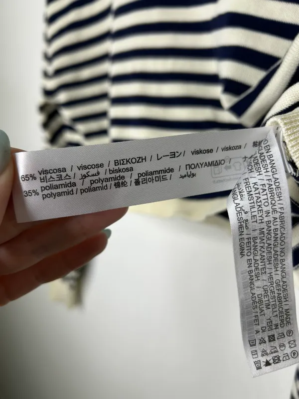 ZARA Striped Crop Blue White Knit Size Medium - Image 6