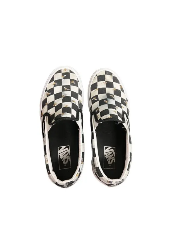 VANS Classic Slip On Sneakers Unisex 8 Black White Bee Check Skate - Image 3