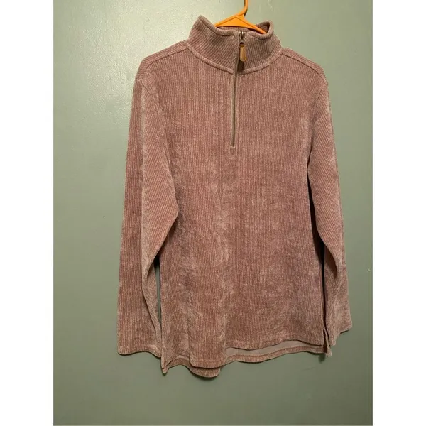 Prissy Jane Brown Beige 1/4 Zip Pullover Size Medium Tan - Image 2