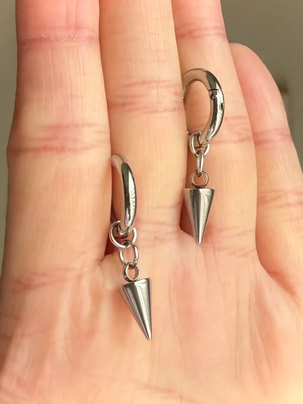 Handmade fully stainless steel spike hoop earrings💫🌀 - Image 4