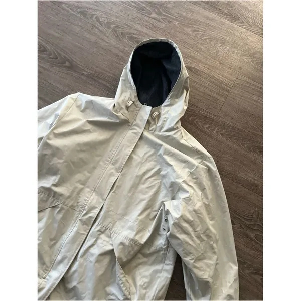 Outbrook Fleece Lined Rain Jacket Womens Medium Cream Hooded Utility Coat - Image 6