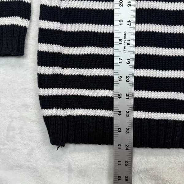 Chaps Breton Striped Cotton‎ Knit Sweater Gold Button Detail Nautical XL READ - Image 3