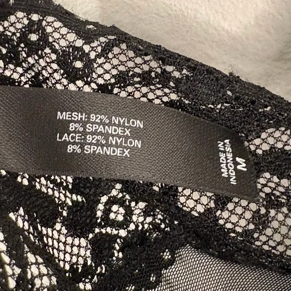 Vintage Y2K Victoria's Secret Babydoll Sheer Mesh Lace Shirt Sz M Black - Image 5