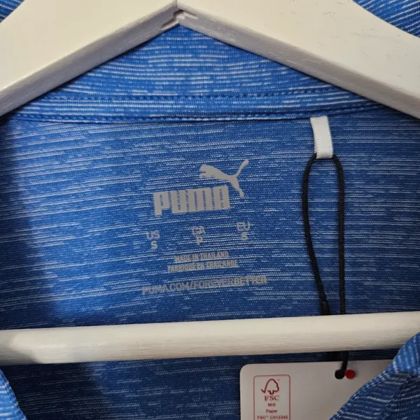 NWT Puma Shirt Golf Womens Icon Heather Polo Lapis Blue Short Sleeve Small Vneck - Image 5