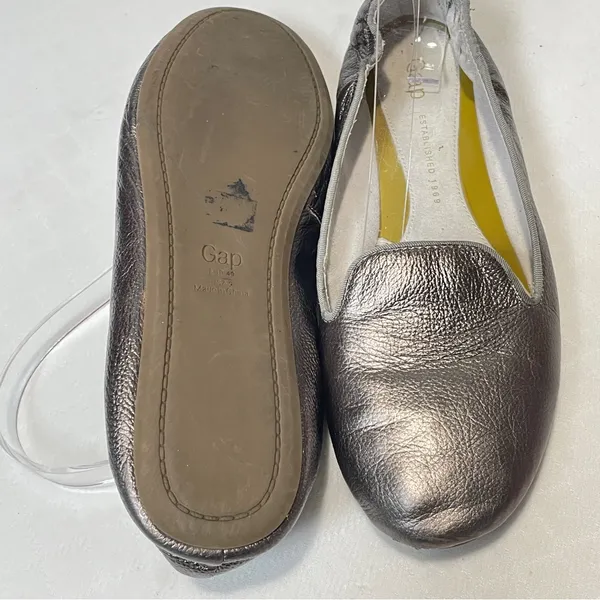 Gap Women's Metallic Scrunch Leather Flat Loafers Size‎ 9 - Image 5