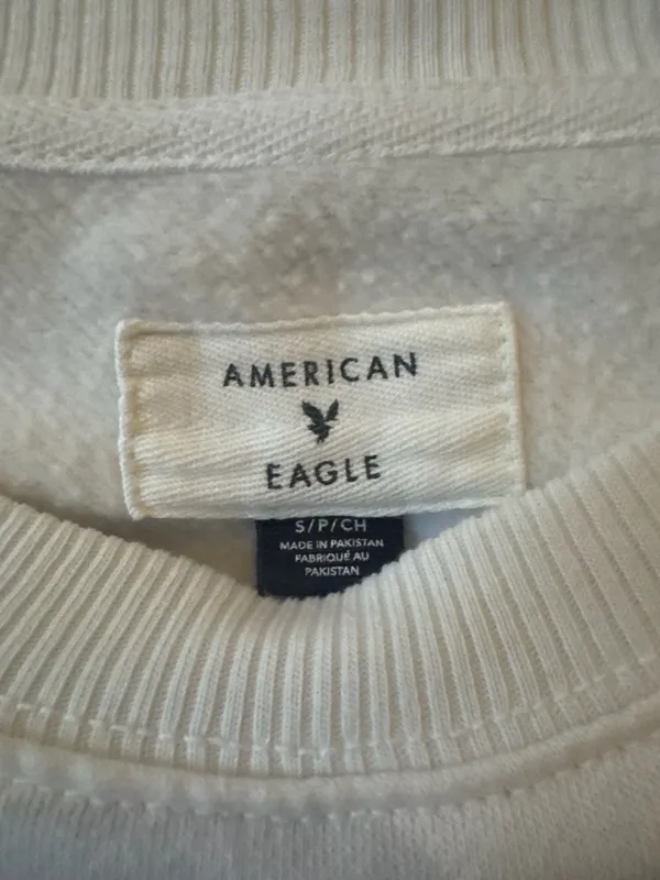 American Eagle Size S Women's White Funday NYC Graphic Crew Neck Sweatshirt - Image 4