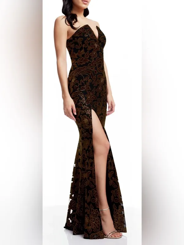 NEW Dress The Population Fernanda Sleeveless mocha & black Gown Sz XL - Image 2