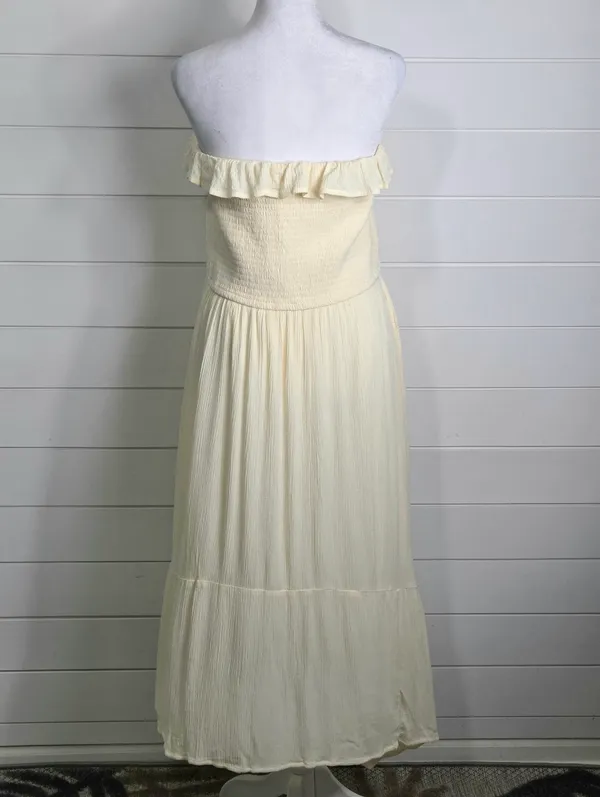 Hollister Cream Smocked Strapless Ruffle Maxi Dress size XXL P - Image 4