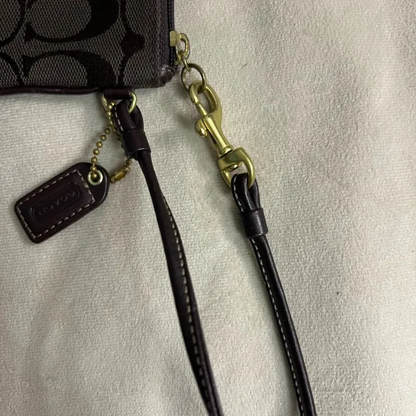 Coach Brown Signature Wristlet with Gold Hardware - Image 6