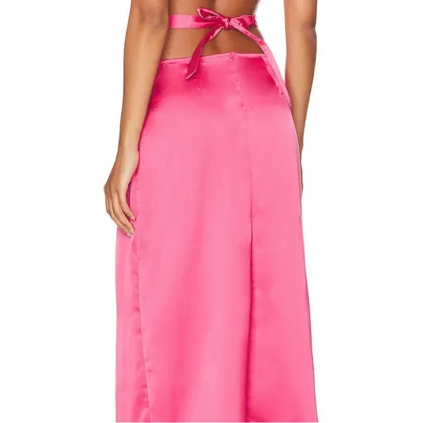 NWT WEWOREWHAT Hot Pink Satin Cut‎ Out Midi Length Skirt XS - Image 9