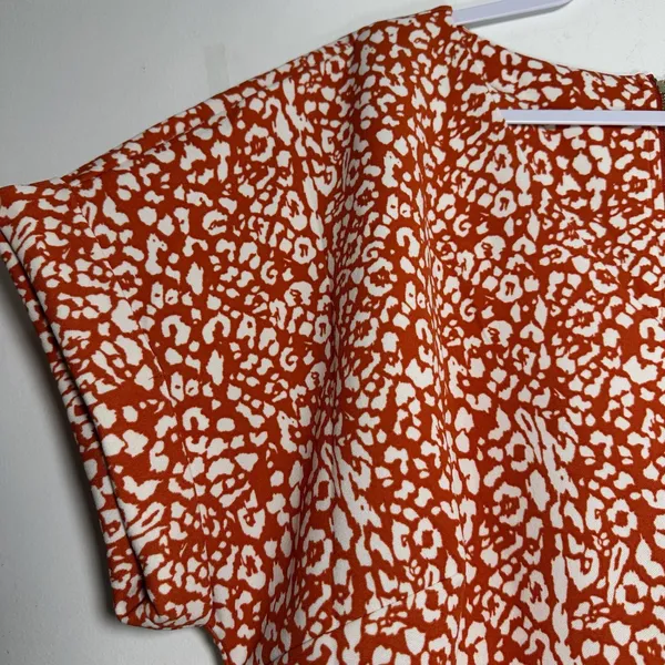 Melloday Women 1X Rust Orange Animal Print V-Neck Zipper Short Sleeve Blouse NEW - Image 6