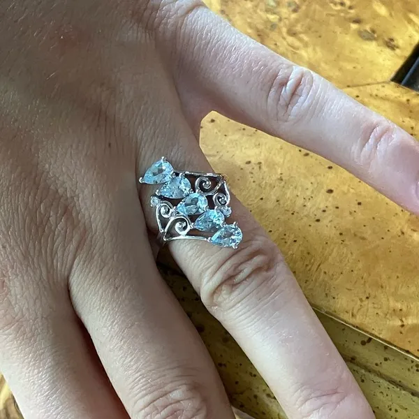 Natural Aquamarine Sterling Silver Ring Size 6 - Image 4