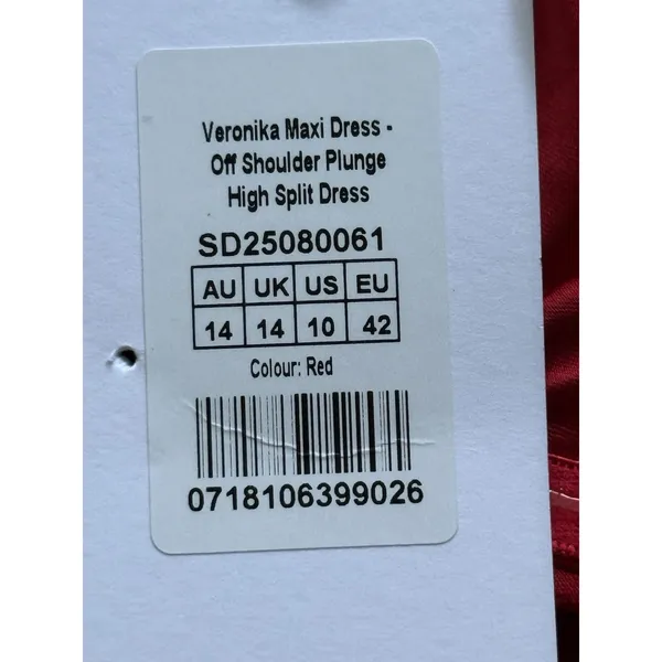 Showpo Veronika Off Shoulder Gown NWT Red 10 US Sweetheart Maxi Dress - Image 8