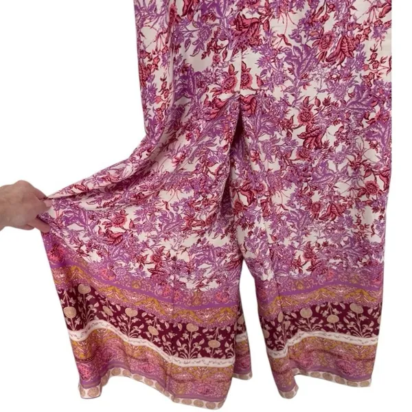Free People Leona Floral Printed Jumpsuit Lilac Size Medium Boho Beachy Festival - Image 12