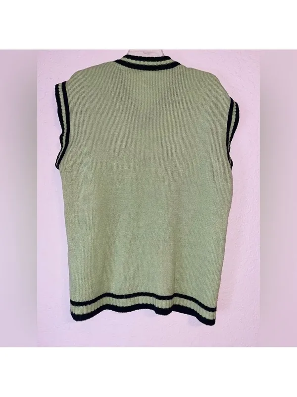 Vintage Pastel Green Cable Knit Sweater Vest Unisex Golf sweater preppy academic - Image 4